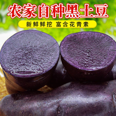 【高品质】3/5斤新鲜迷你黑土豆紫土豆花青素马铃薯黑金刚小土豆