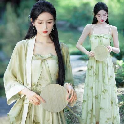 新中式改良超仙连衣裙吊带古装日常茶服日常两件套古风汉元素