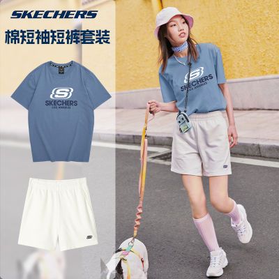 Skechers斯凯奇短袖短裤整套女时尚夏季轻薄透气宽松百搭t恤套装