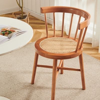 温莎椅圈椅日式北欧法式家用藤编椅子中古实木餐椅阳台靠背网红椅