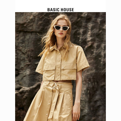 Basic House/百家好新款2023夏季大地色短外套半身裙两件套套装女
