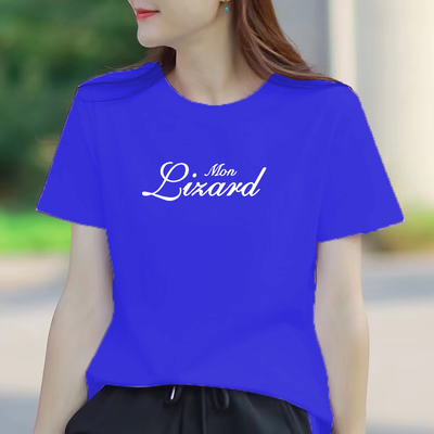 克莱因蓝色短袖t恤女夏季新款95棉韩版宽松显瘦简约字母半袖体恤