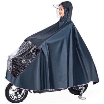 雨衣电动车摩托车雨披男女成人加大加厚单双人透明双帽檐骑行雨具