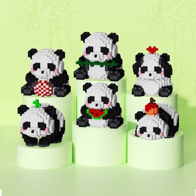 拼装小颗粒熊猫兼容乐高积木6-10岁高级拼插摆摊夜市益智儿童玩具