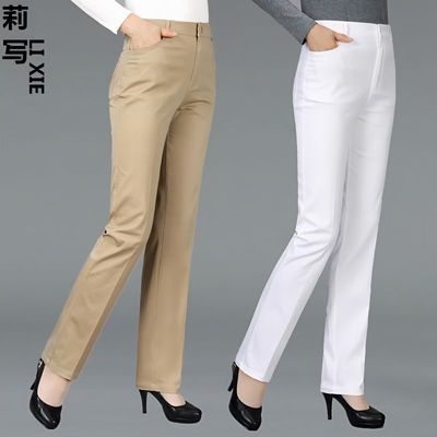 卡其色牛仔裤女2025夏季薄款高腰显瘦宽松弹力大码中年妈妈直筒裤