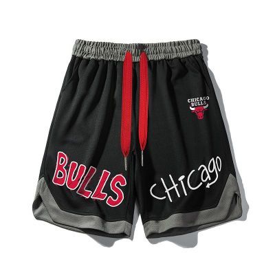 芝加哥公牛篮球短裤男士夏季薄款透气速干美式运动裤宽松五分裤子