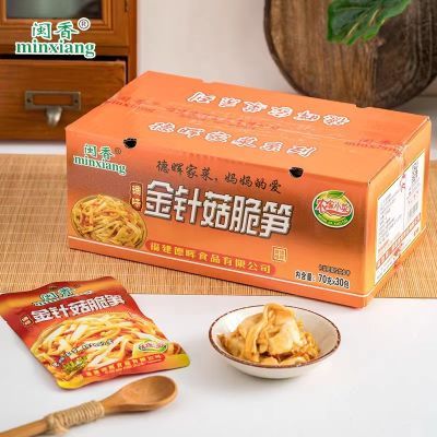 五年老店闽香金针菇脆笋70克笋丝即食调味配粥下饭开胃素食一整箱