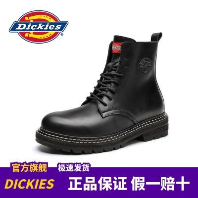 Dickies马丁靴女2024新款工装靴黑色英伦男士靴子潮流真皮大头鞋