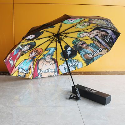 海贼王联名雨伞一键三折全自动开收加厚黑胶遮阳防紫外线太阳伞