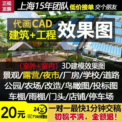 3D效果图设计制作别墅庭院室外建筑园林景观工厂房规划鸟瞰图代画