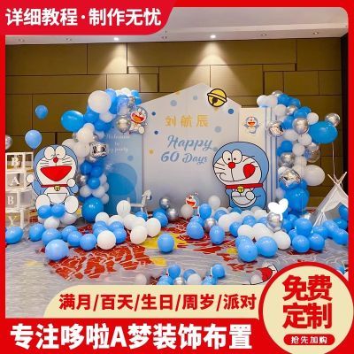 哆啦a梦网红女生房间儿童生日布置定制场景气球装饰背景墙kt板