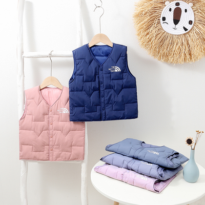 秋冬季儿童羽绒马甲大童小童轻薄羽绒背心保暖男女宝宝内外穿坎肩