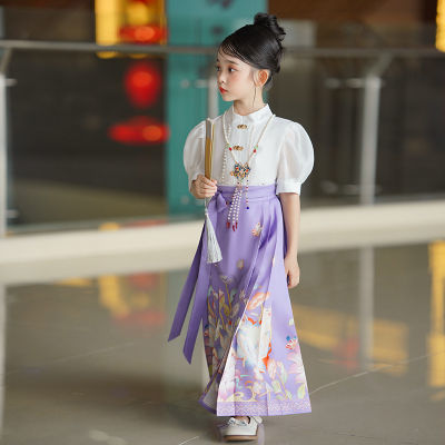 明制汉服女童改良马面裙中国风唐装古风女孩套装儿童古装夏季薄款
