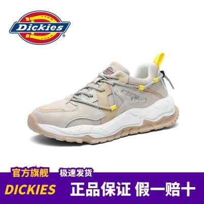 Dickies男鞋复古老爹鞋男2024新款透气运动鞋厚底真皮拼接休闲鞋