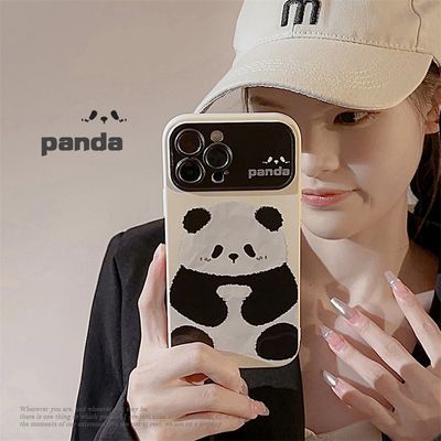 黑白熊猫适用苹果14promax手机壳iPhone13全包11创意趣味12大视窗