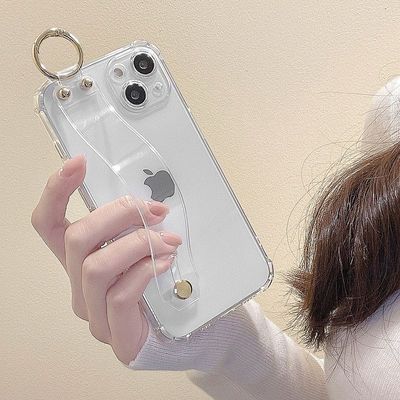 气囊四角防摔腕带支架苹果14pro手机壳iPhone13/12/11透明x/xr/8p