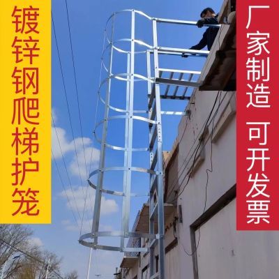 不锈钢爬梯护笼定制检修梯安全爬梯护笼工地基坑护栏消防爬梯钢制