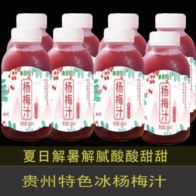 贵州特色杨梅汁冰镇果蔬汁圆瓶248ml无添加NFC非浓缩还原