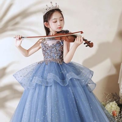 女童礼服轻奢小众高端花童婚礼儿童生日公主裙主持钢琴比赛蓬蓬裙