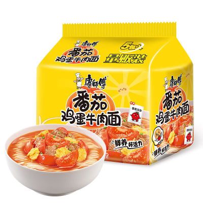康师傅红烧5+1番茄/经典番茄鸡蛋牛肉面5连包 方便面【5天内发货】