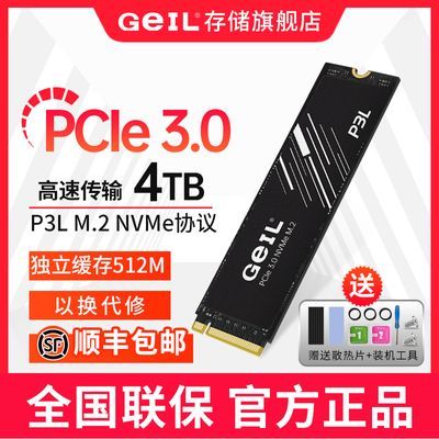 GeIL金邦P3L 4TB 独立缓存M.2固态硬盘 NVME 协议接口SSD全新原装