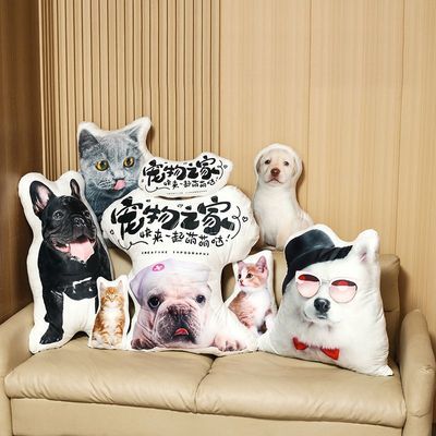 可爱猫咪狗来图定制异形抱枕DIY礼物靠垫3D照片定做靠枕动漫腰枕
