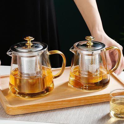 玻璃泡茶壶家用办公花茶壶加厚耐高温过滤茶壶明火煮茶壶茶具套装