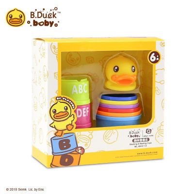 B.Duck小黄鸭 趣味叠叠乐套杯儿童益智早教七彩堆堆塔叠叠杯玩具