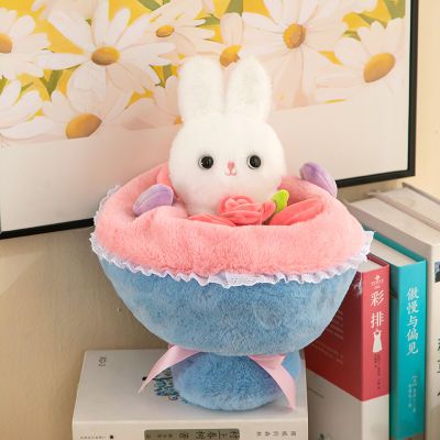 兔兔花束草莓七夕节礼物送人批发花束兔子毛绒玩具玩偶送女友闺蜜