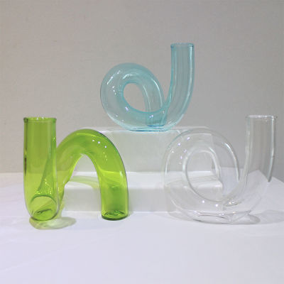 北欧简约异形花瓶桌面不规则设计玻璃花瓶创意民宿装饰品花插摆件