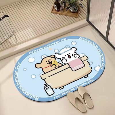 卡通小狗软硅藻泥卫生间吸水地垫浴室防滑垫入户门垫可爱厕所脚垫