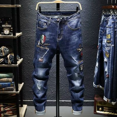 休闲牛仔裤子潮男春秋季2023新爆款高档弹力欧货修身直筒小脚百搭