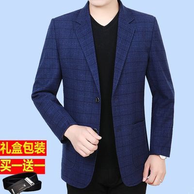 2024新款西装外套男中年男士春秋休闲小西服爸爸装韩版修身夹克男