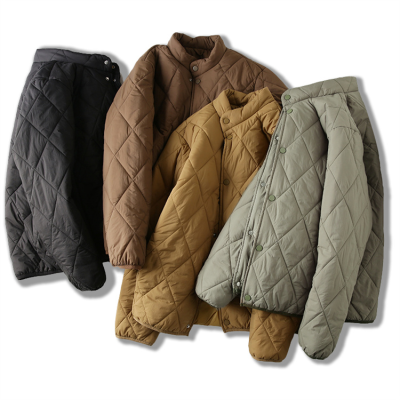 日本订单  高端轻奢棉衣 菱形格3D棉填充时尚防风保暖男女可穿
