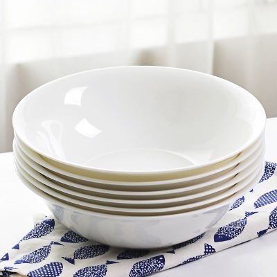 优质无铅骨瓷面碗家用吃面斗碗米饭碗汤碗纯白陶瓷碗釉下彩敞口碗