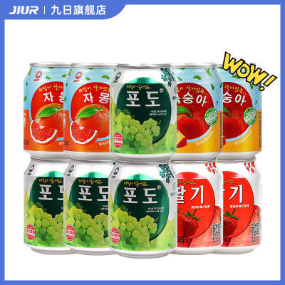 九日热销果肉果粒果汁饮料葡萄草莓口味组合装238ml 10罐
