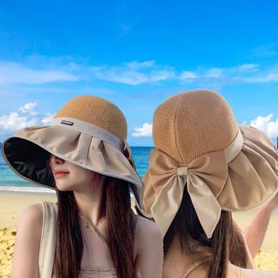 帽子女夏季防紫外线遮阳帽春秋款大帽檐显脸小海边出游透气防晒帽