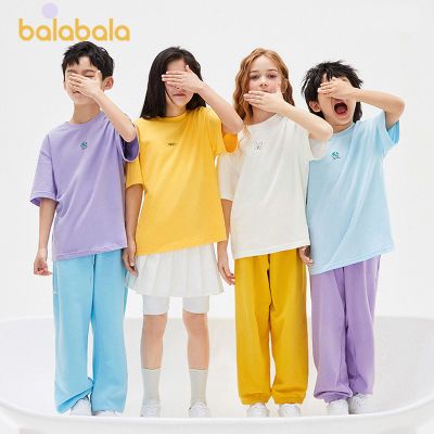 巴拉巴拉女童t恤短袖夏季男童短袖简约时尚中大童新款儿童亲子装