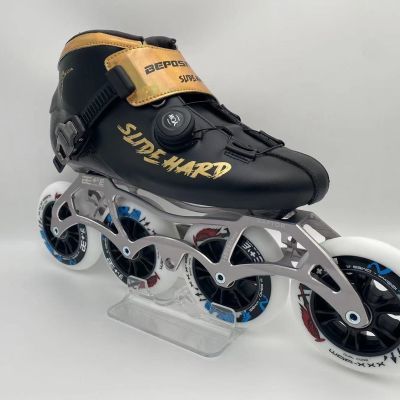 新款自锁碳纤速滑轮滑鞋竞速速度儿童成人专业直排轮大轮旱冰鞋
