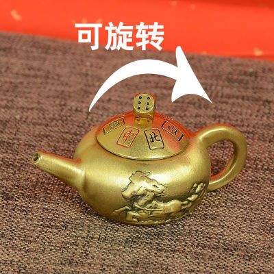 把把壶麻将赢手把件创意桌面中国风小摆件纯铜招财客厅袖珍小茶壶
