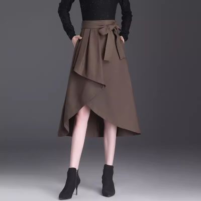 不规则半身裙秋冬女2024新款高腰设计感中长款A字裙气质显瘦伞裙
