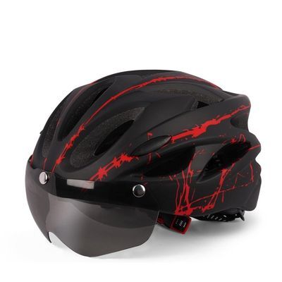 厂家直销骑行一体成型自行车头盔男款运动头盔安全帽骑行护目镜