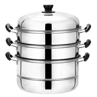 不锈钢蒸锅家用电磁炉煤气炉通用蒸锅34cm四层多层三层六层大蒸锅