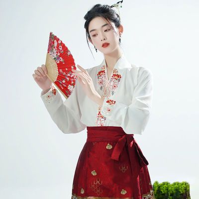 新中式国风改良汉服套装女2023年秋新款古风上衣百搭马面裙两件套