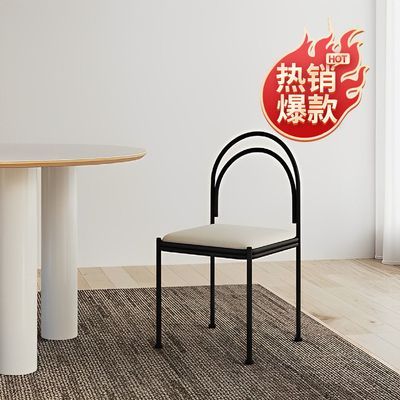 极简金属黑色艺术靠背梳妆椅北欧餐椅设计师创意餐厅个性书椅子