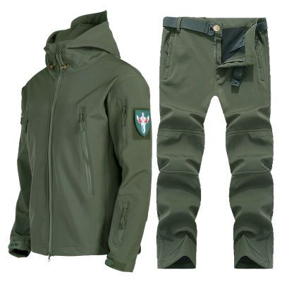 防寒冲锋衣套装男女冬季抓绒加厚保暖软壳登山滑雪服加绒防风户外