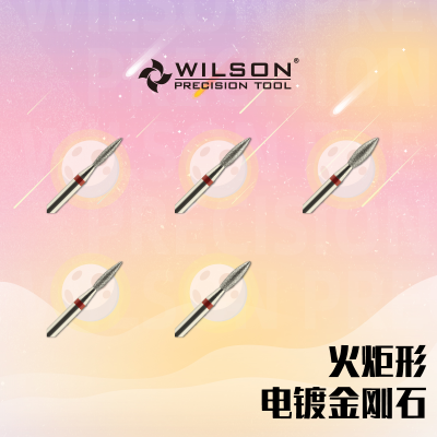 WILSON惠而顺美甲打磨头火炬状F齿 俄式磨头美甲工具尖头惠而顺