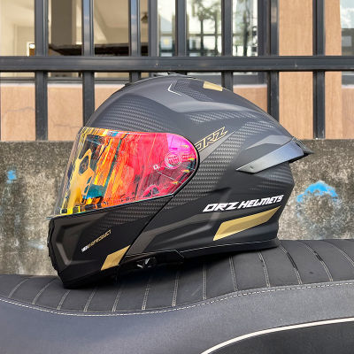 Orz摩托车头盔男女揭面盔3C认证新国标蓝牙双镜四季个性大尾翼帽