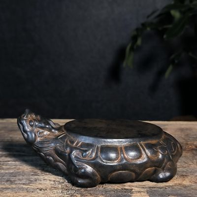 雅韵新中式仿古仿石雕龙龟乌龟摆件茶宠茶托陈设复古做旧壶承摆件