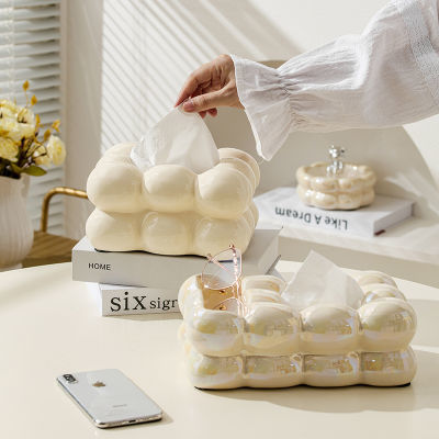 欧式棉花糖陶瓷多功能纸巾盒创意客厅茶几遥控器收纳盒餐巾抽纸盒